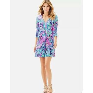 NWT Lilly Pulitzer Long Sleeve AMINA DRESS FANTASY GARDEN Size XS